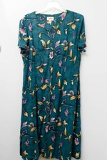 Talbots Dress green floral short sleeve maxi 16 grandmacore grannie Vintag