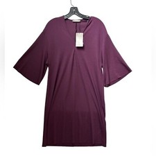 ZARA TRAFALUC Purple Raw Edge Flowy Midi Dress NWT Sz Small wide sleeves v-neck