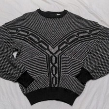 Vintage 90s Men's Wood Crewneck Grandpa Sweater Flecked Gray Sz XL