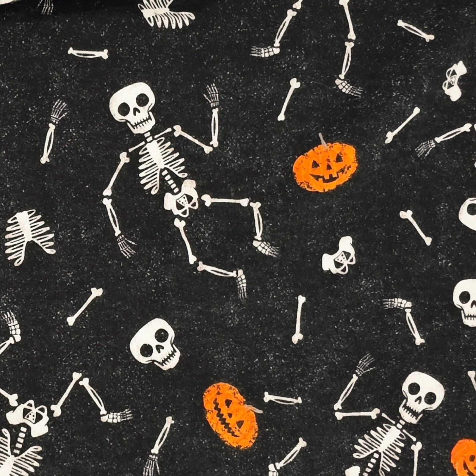 Halloween Fabric By the Yard Vintage Skeletons Jack O Lanterns Cotton Flannel