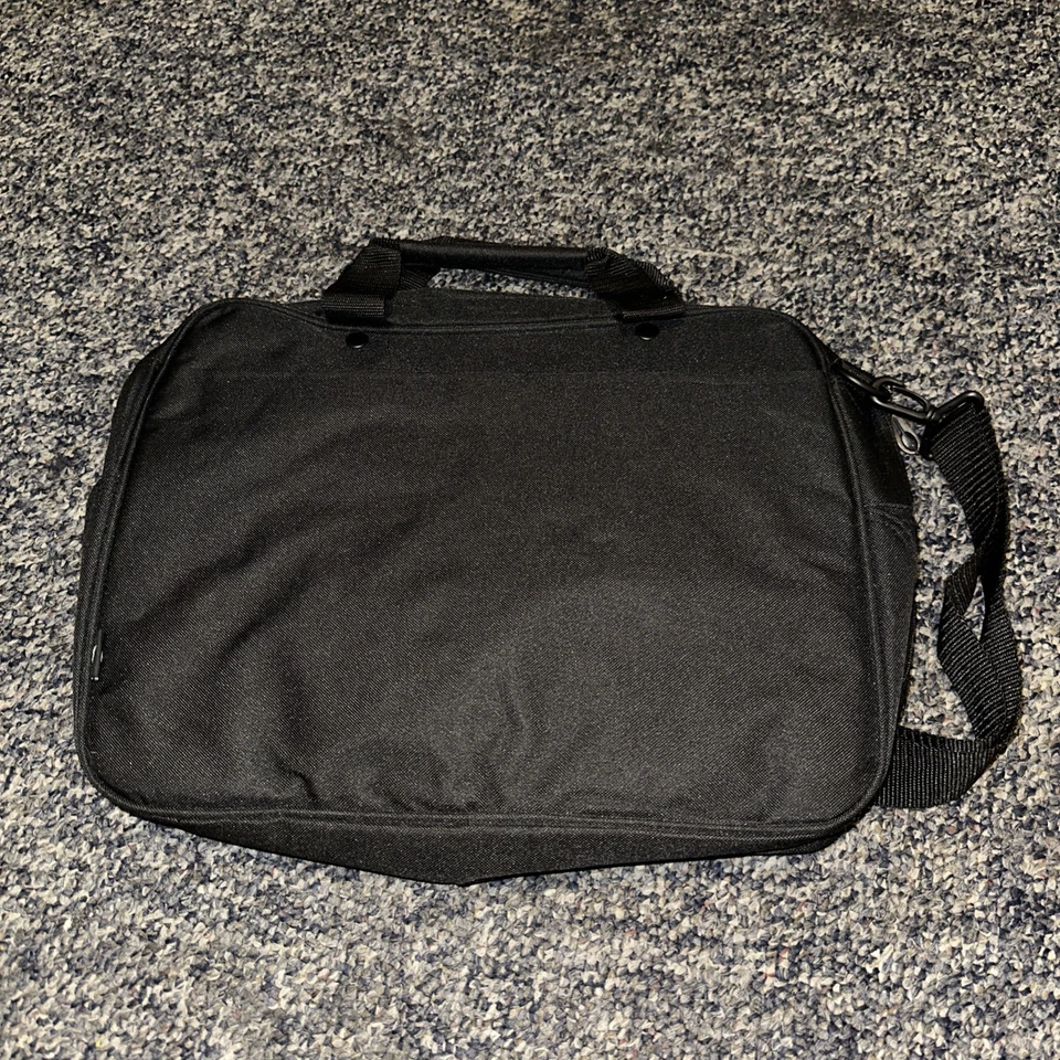 Estuche de transporte negro de lujo para computadora portátil de 3 bolsillos bonito bolso bandolera de trabajo  Foto 2 de 4
