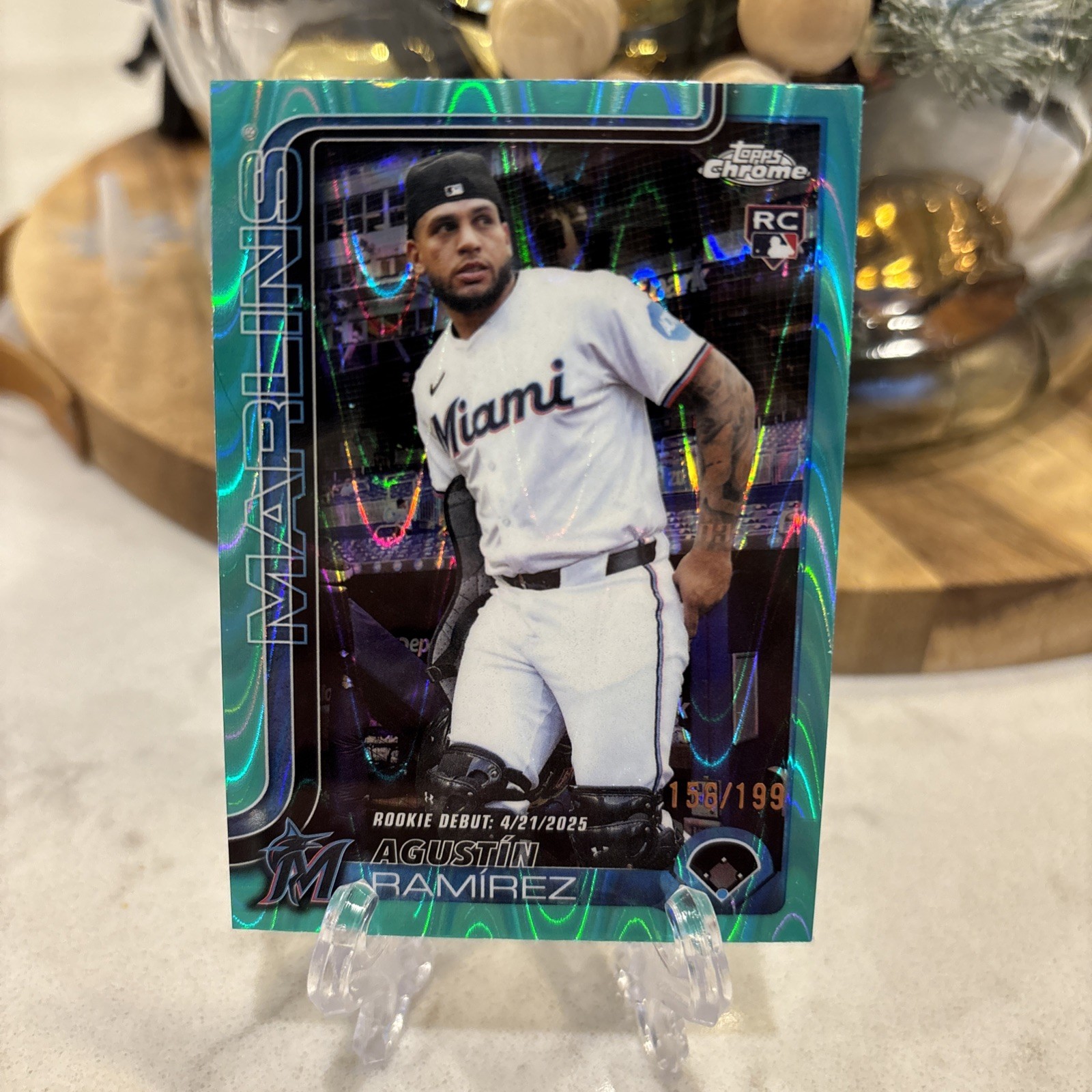 2025 Topps Chrome Update Agustin Ramirez Aqua Rookie Debut Wave /199 RC