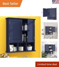 Elegant Blue Wall-Mounted Bathroom Cabinet - Over Toilet Storage Organizer