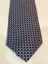 VTG Lauren Ralph Lauren Silk Necktie Navy  Blue Rep print USA Preppy Gameday