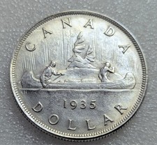1935 Silver Dollar Canada King George V NICE.  #318