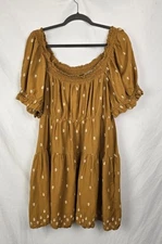 Old Navy Puff-Sleeve Tiered Smocked Embroidered Mini Swing Dress sz XXL Petite