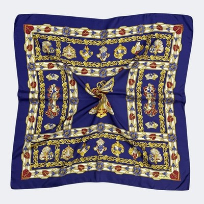 LANCEL PARIS SCARF TWILL SILK ART BAROQUE DESIGN SCARVES ON MULTI COLOR #S68