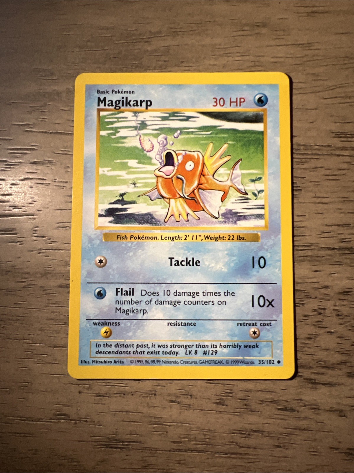 Magikarp 35/102 Shadowless Base Set Pokémon Card 1999 WOTC MP Vintage TCG
