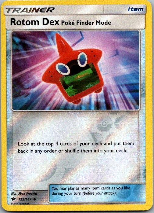 Rotom Dex Poke Finder Mode Reverse Holo Uncommon SM - Burning Shadows 122/147 NM