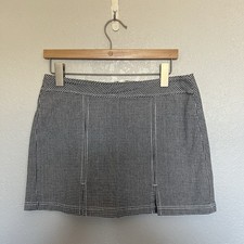 90s Vintage Black White Check Waist Cottagecore Preppy Skort