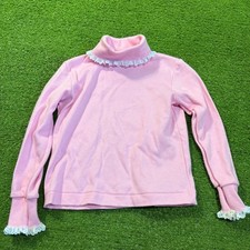 Vintage Class Club Kids Pink Lace Trim Turtleneck Shirt Made in USA Size 4