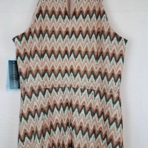 NEW Donna Morgan Sleeveless Dress Chevron Print Crochet Size 12 Natural - Picture 12 of 13