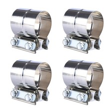 4pcs 2.5 Stainless Steel Butt Joint Exhaust Band Clamp Sleeve For Exhaust Pipe