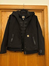 Carhartt Men's Black Hooded Full Zip Insulated Jacket w/ Pockets Size S