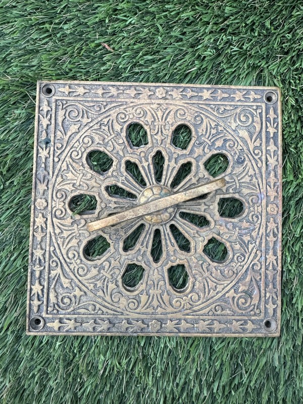 Arts & crafts vintage cast brass wall grate vent register open close