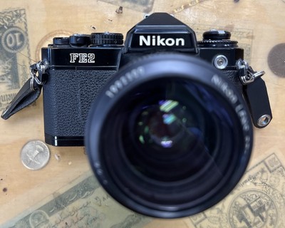 Nikon FE2 35mm SLR Film Camera w/ Nikon Lens Series E Zoom 36-72mm 1 : 3.5