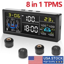 Wireless Solar Tpms Lcd Car Tire Pressure Monitoring System 4 External Sensors