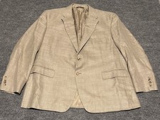 Canali Mens Beige Blazer Mens US 48 Approx Silk Linen Wool Blend Made In Italy