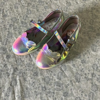 Disney Girl s Multicolor Glitter Mary Jane Dress Shoes Buckle Frozen Size 12