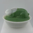 Vtg Westmoreland White and Green Milk Glass Rabbit Bunny on Nest Covered Dish