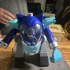 PJ Masks Catboy Light-Up Plastic Vehicle Playset w/ Figure Blue Gray Light Blue