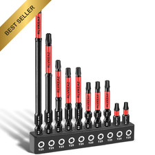 T25 Torx Bit Set Magnetic S2 Steel 10 Piece 1-6 Inch 1/4 Hex Shank Impact Driver