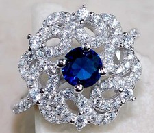 2CT Treated Blue Sapphire Topaz 925 Sterling Silver Ring Sz 6 JB2-3
