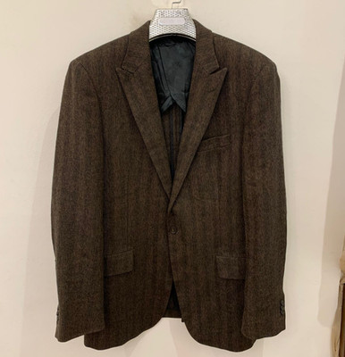 Classic McGregor pure wool brown herringbone peak lapel jacket blazer 42R 42L