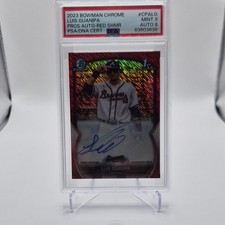 Topps 2023 Bowman Chrome Luis Guanipa Red Shimmer Refractor Auto /5 PSA 9