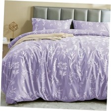 Duvet Cover Queen Size, Queen 90"x90" 01 - Lavender Leaves No Comforter 
