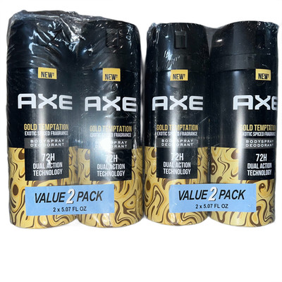 4-Pack AXE Gold Temptation Deodorant Body Spray 5.07 Oz 72H Protection