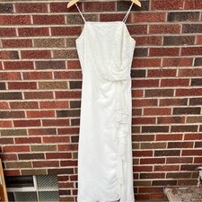 Wedding White Button Back Sequin Beaded Spaghetti Strap Train Wedding Gown