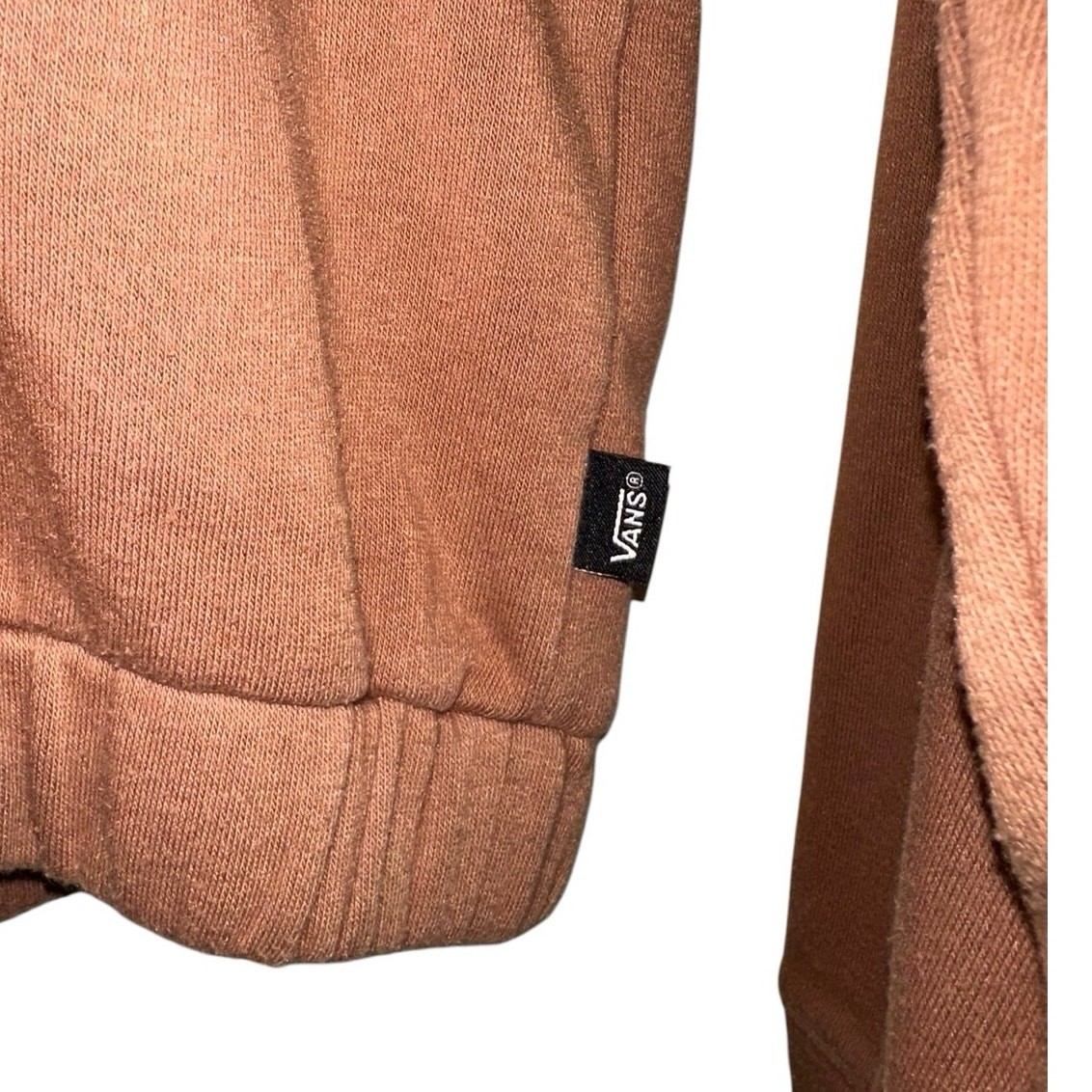 Vans Cropped Hoodie XS Brown Pullover Sweatshirt Checkerboard Logo Graphic image 2
