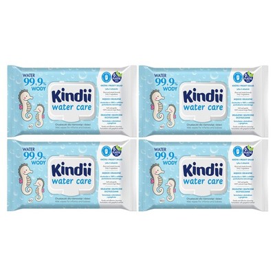 Kindi Feuchttücher für Babys und Kinder 99,9 % Wasser Water Care 60 Stück x4