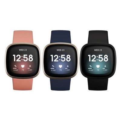 für Fitbit Versa 3 Sport-Smartwatch Schwarz Aluminium GPS und Herzfrequenzmesser