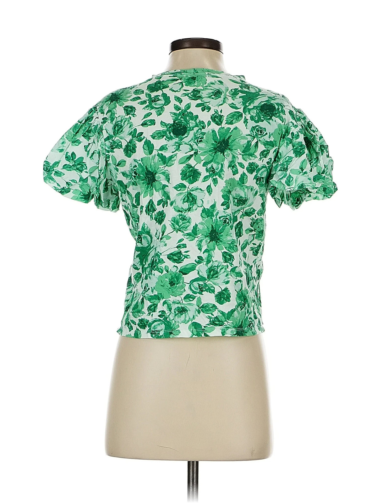 Zara Women Green Short Sleeve Blouse S thumbnail 2