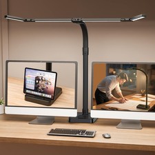LED Desk Lamp for Home Office - 24W Bright Double Head Desk Light with Clamp ...