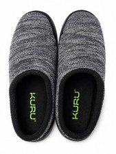 Kuru Womens Slippers 8 Draft Black Gray Slip On Plantar Fasciitis New