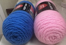 Red Heart Super Saver Yarn 4 Ply, Petal Pink 7oz and Blue 7 Oz . 2 Pack