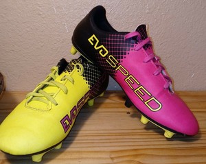 puma evospeed yellow and pink