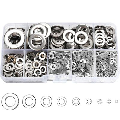 #ad Flat Ring Washers Stainless Steel Assorted Lock Washer Kit For Screw Bolt 800Pc $14.37