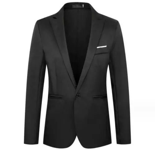 Men's Lapel Blazer Jacket One Button Suit Solid Long sleeve New Coats Fashion - Picture 5 of 25