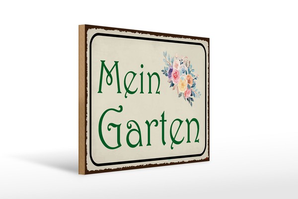Holzschild Spruch 40X30 Cm Mein Garten Geschenk Holz Deko Schild Wooden Sign-image