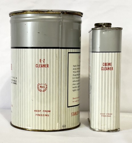 Lot Of 2 Vintage 1950s Stanley EZ Cleaner & Creme Cleaner Advertising Cans Tins - Picture 5 of 7