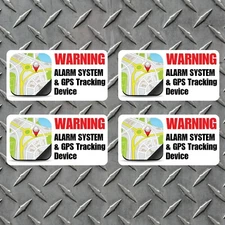 4 Pack ALARM SYSTEM GPS TRACKING DEVICE Vehicle Car Warning Vinyl Decals 2" x 4"