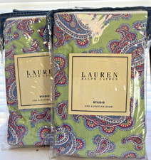 Ralph Lauren Studio Paisley European Pillow Shams Greenvale Green Vintage New