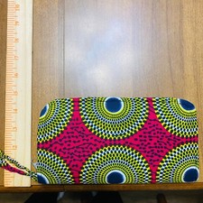 Full Zip Wallet Clutch Wristlet 5"x9" Pink Yellow Sunburst Boho Glam Floral