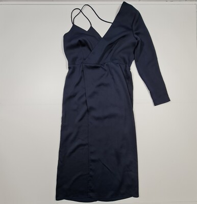 ISSA London Damen Kleid dunkelblau 10 UK One Shoulder Midikleid