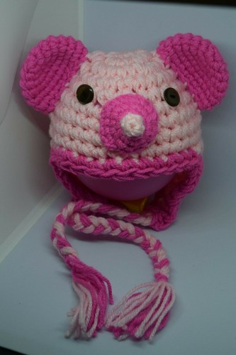 Cappellino orsetto rosa neonato berretto bambino uncinetto lana baby | eBay