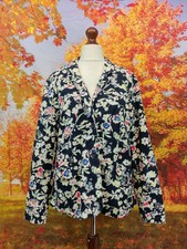 Debenham Maine New England Navy Floral Linen Blend Jacket . Uk Women's Size 16